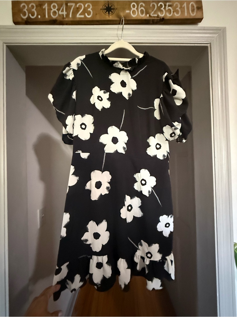 ASOS Black and White Floral Midi Dress